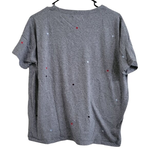 Madewell T-Shirt Womens Size Small Gray Colorful Squares Short Sleeve Tee top - Picture 2 of 5